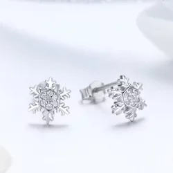 Kolczyki sztyfty Typu Pandora Eleganckie płatki śniegu - BSE009