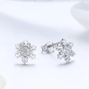 Kolczyki sztyfty Typu Pandora Eleganckie płatki śniegu - BSE009