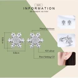 Kolczyki sztyfty Typu Pandora Eleganckie płatki śniegu - BSE009
