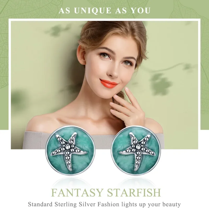 (zdjęcie do) Kolczyki sztyfty Typu Pandora Fantasy Starfish - SCE205 - Wyświetl 2