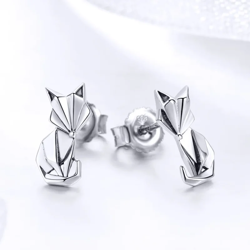 (zdjęcie do) Kolczyki sztyfty Typu Pandora Lis origami - SCE526 - Wyświetl 3