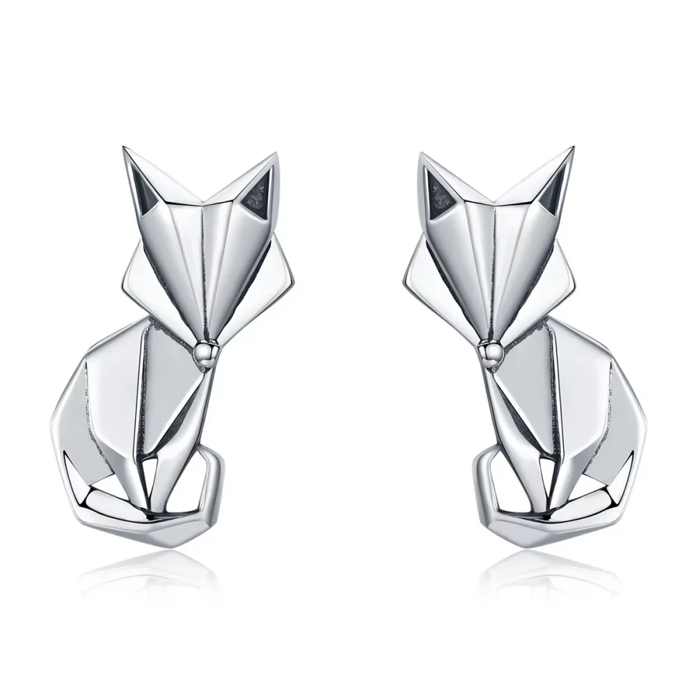 Kolczyki sztyfty Typu Pandora Lis origami - SCE526