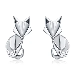 Kolczyki sztyfty Typu Pandora Lis origami - SCE526