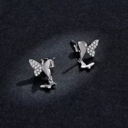 Kolczyki sztyfty Typu Pandora Motyl Miłość - SCE1017