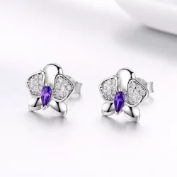 Kolczyki sztyfty Typu Pandora Motyl Orchidea - BSE036