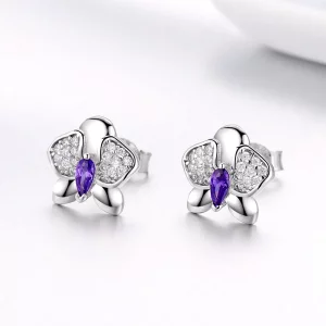 Kolczyki sztyfty Typu Pandora Motyl Orchidea - BSE036