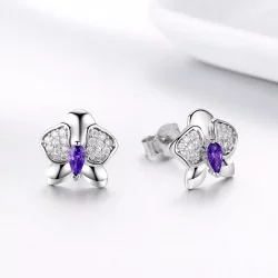 Kolczyki sztyfty Typu Pandora Motyl Orchidea - BSE036