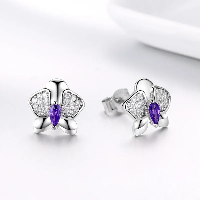 (zdjęcie do) Kolczyki sztyfty Typu Pandora Motyl Orchidea - BSE036 - Wyświetl 3