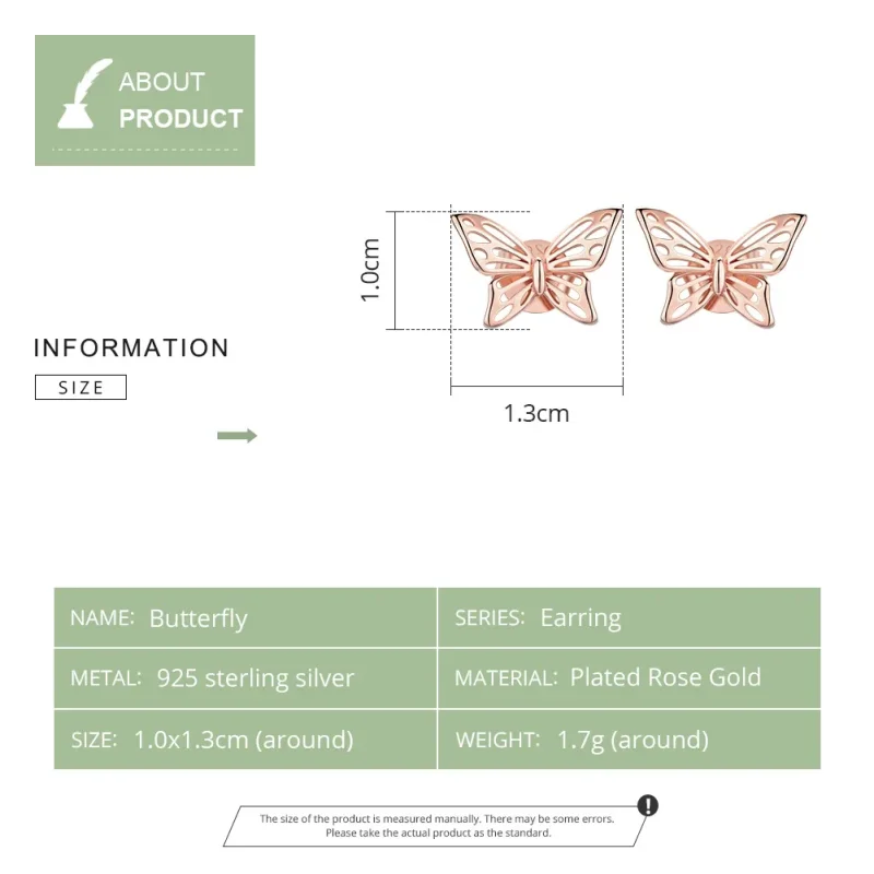 (zdjęcie do) Kolczyki sztyfty Typu Pandora Motyl - SCE452-C - Wyświetl 8