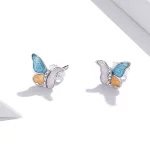 Kolczyki sztyfty Typu Pandora Motyl w trzech kolorach - SCE1156