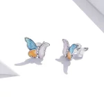 Kolczyki sztyfty Typu Pandora Motyl w trzech kolorach - SCE1156