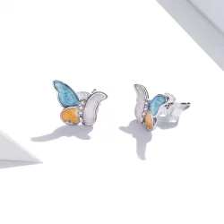 Kolczyki sztyfty Typu Pandora Motyl w trzech kolorach - SCE1156