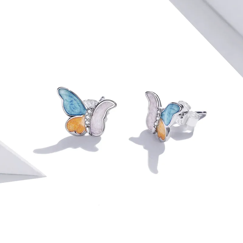 (zdjęcie do) Kolczyki sztyfty Typu Pandora Motyl w trzech kolorach - SCE1156 - Wyświetl 3