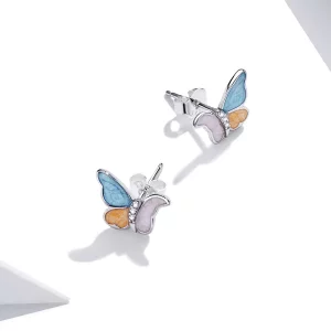 Kolczyki sztyfty Typu Pandora Motyl w trzech kolorach - SCE1156