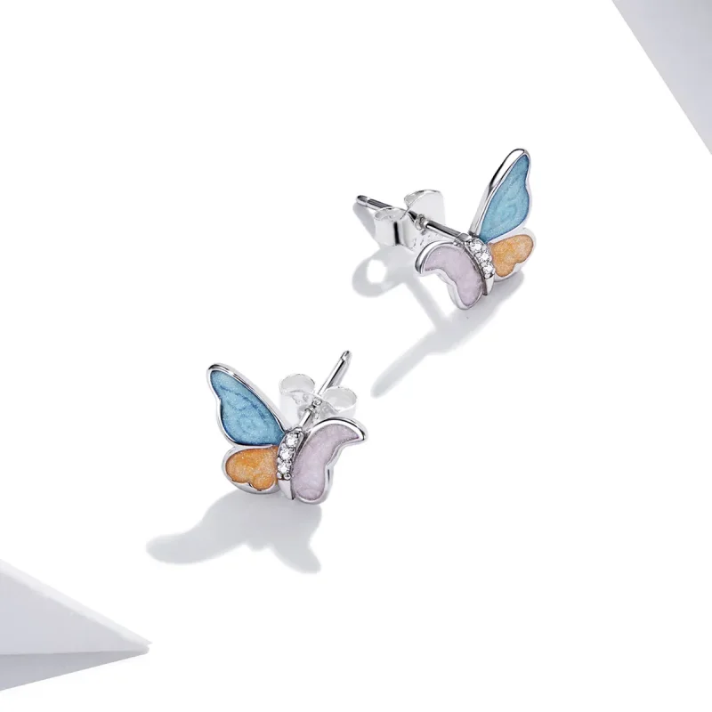 (zdjęcie do) Kolczyki sztyfty Typu Pandora Motyl w trzech kolorach - SCE1156 - Wyświetl 4