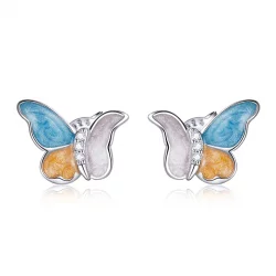 Kolczyki sztyfty Typu Pandora Motyl w trzech kolorach - SCE1156