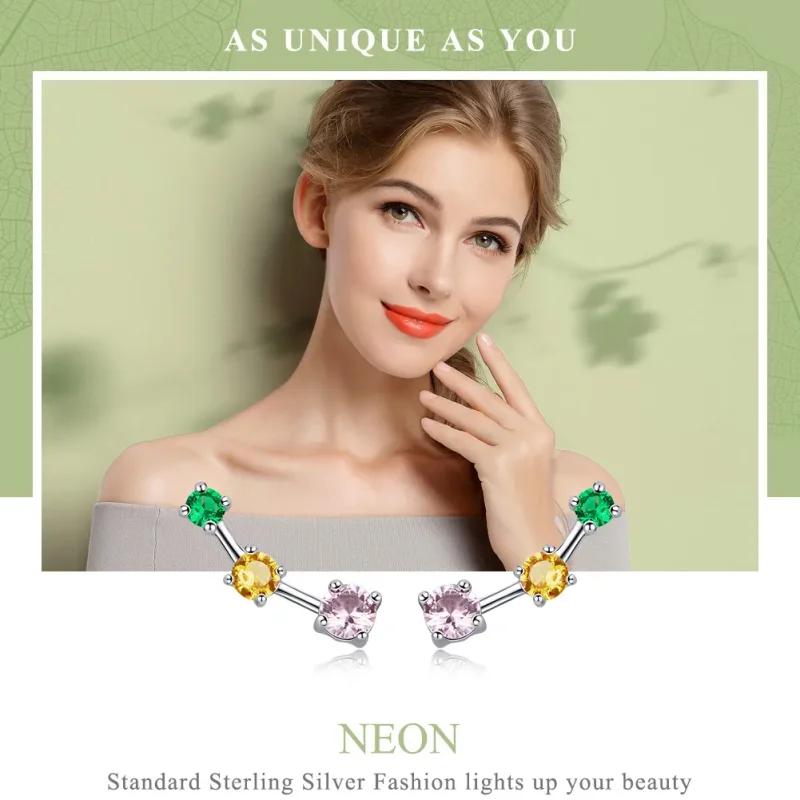 (zdjęcie do) Kolczyki sztyfty Typu Pandora Neon - SCE495 - Wyświetl 2