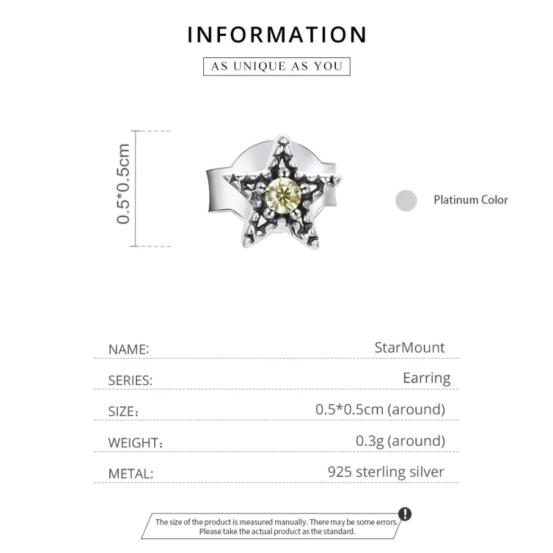 (zdjęcie do) Kolczyki sztyfty Typu Pandora Pojedynczy Starmount - SCE1066 - Wyświetl 3