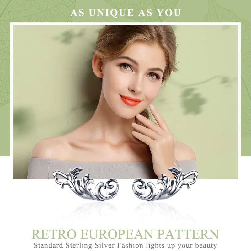 (zdjęcie do) Kolczyki sztyfty Typu Pandora Retro Europejski Kwiat - SCE580 - Wyświetl 2