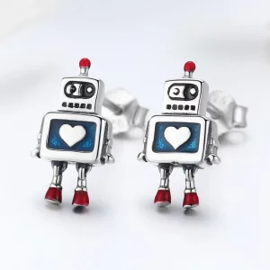 Kolczyki sztyfty Typu Pandora Robot - SCE477