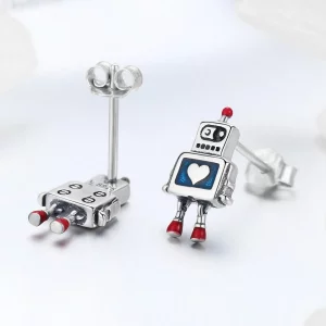 Kolczyki sztyfty Typu Pandora Robot - SCE477