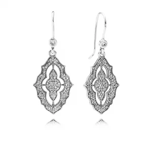 Srebrne kolczyki Sparkling Lace Drop | PANDORA