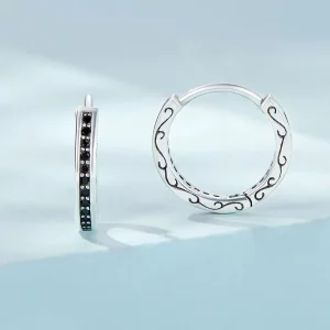 Kolczyki koła Typu Pandora Czarna cyrkonia - SCE1522