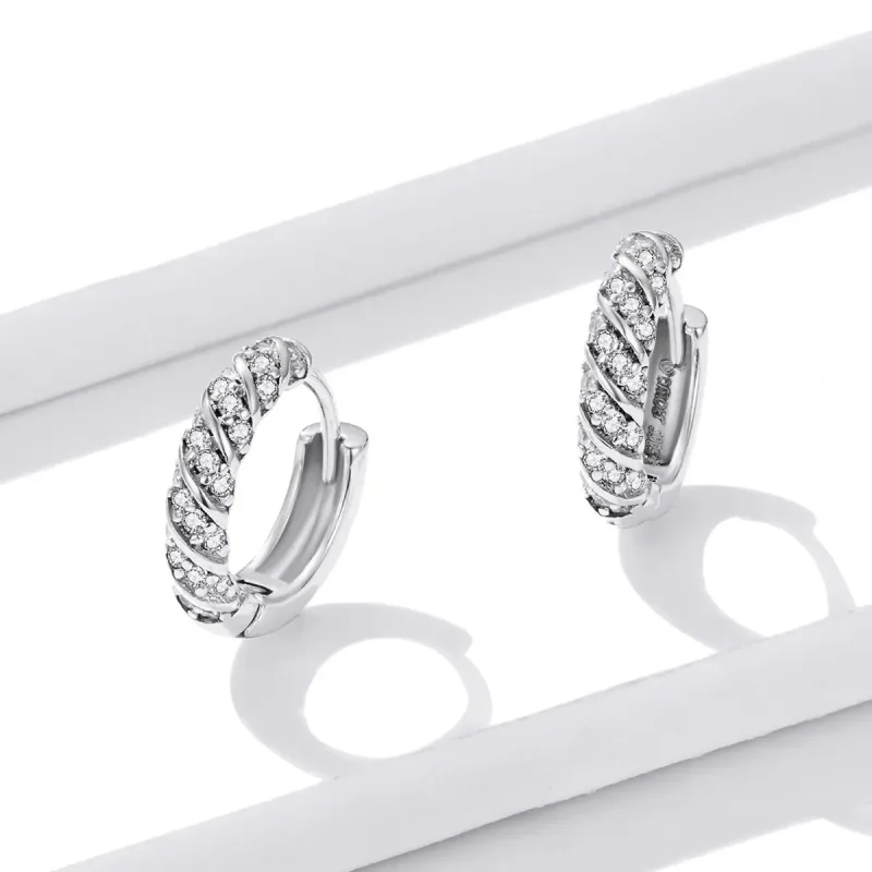 (zdjęcie do) Kolczyki koła Typu Pandora Elegancka Kobieta - BSE512 - Wyświetl 2