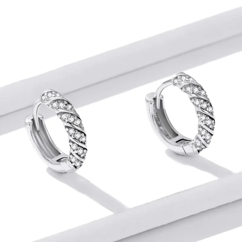 (zdjęcie do) Kolczyki koła Typu Pandora Elegancka Kobieta - BSE512 - Wyświetl 3