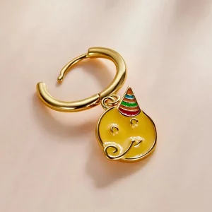 Kolczyki koła Typu Pandora Emoji - Świętuj - SCE1204-A