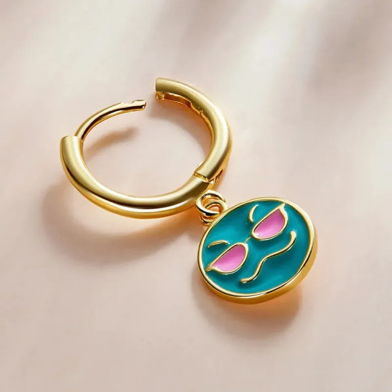 (zdjęcie do) Kolczyki koła Typu Pandora Emotikona – super - SCE1204-B - Wyświetl 3