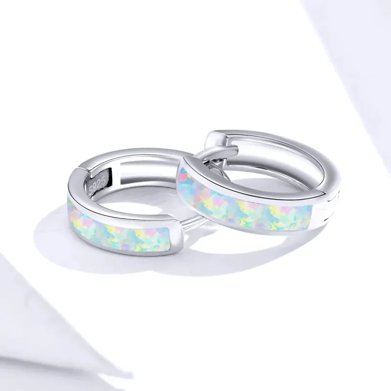(zdjęcie do) Kolczyki koła Typu Pandora prosty opal - SCE861 - Wyświetl 2