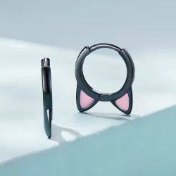Kolczyki koła Typu Pandora Uszy czarnego kota - SCE1515