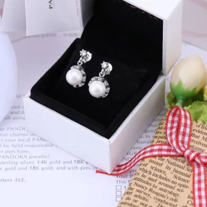 Everlasting Grace Earrings, White Pearl & Clear CZ - Pandora PL