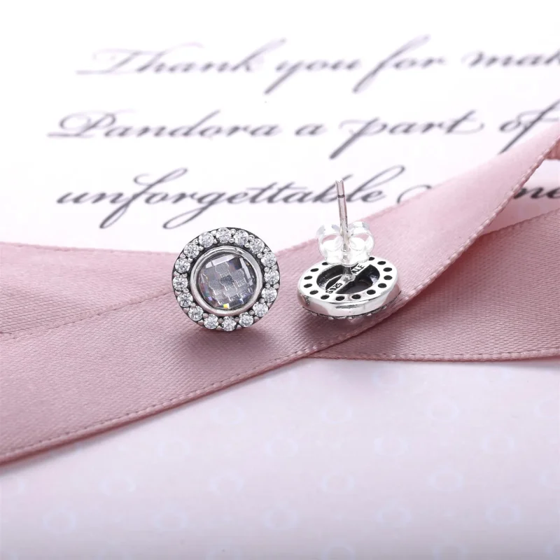 (zdjęcie do) Statement Pink Sparkling Stud Earrings - Pandora PL - Wyświetl 2