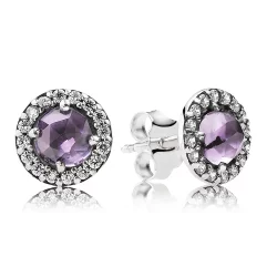Sparkling Amethyst Stud Earrings - Pandora PL