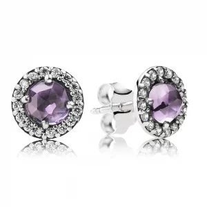 Sparkling Amethyst Stud Earrings - Pandora PL