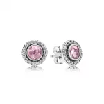 Statement Pink Sparkling Stud Earrings - Pandora PL