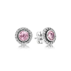 Statement Pink Sparkling Stud Earrings - Pandora PL