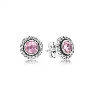 Statement Pink Sparkling Stud Earrings - Pandora PL