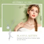 Naszyjnik Typu Pandora z Zabawny kotek - SCN175