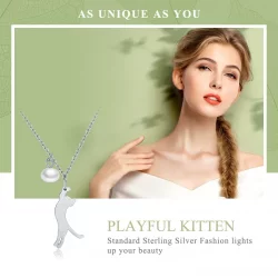 Naszyjnik Typu Pandora z Zabawny kotek - SCN175