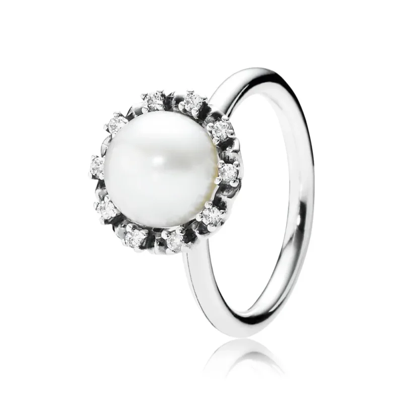 (zdjęcie do) Everlasting Grace Stackable Ring, Pearl & Clear CZ - Pandora PL