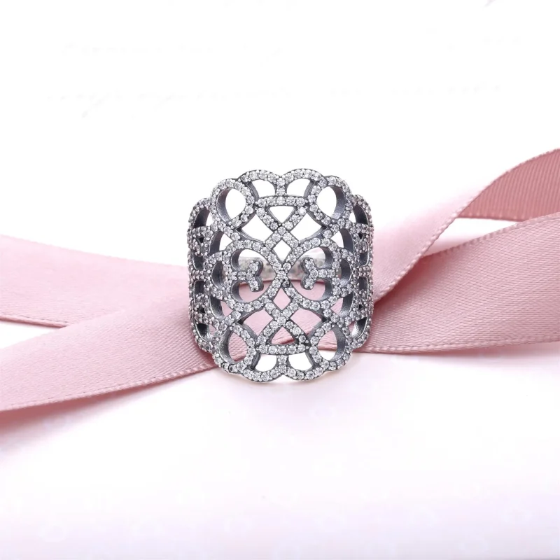 (zdjęcie do) Lace silver ring with cubic zirconia - Pandora PL - Wyświetl 2