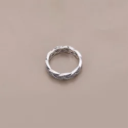 Sparkling Silver Braid Ring - Pandora PL