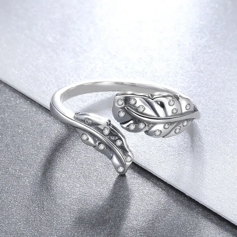 (zdjęcie do) Otwarte pierścienie Typu Pandora eleganckie liście - VSR155 - Wyświetl 4