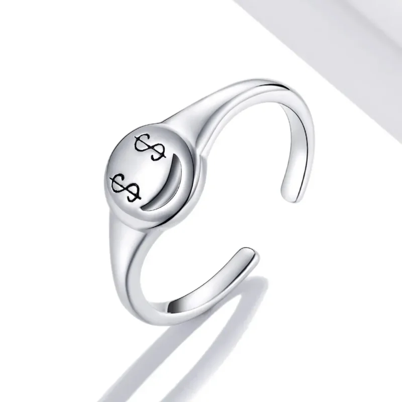 (zdjęcie do) Otwarte pierścienie Typu Pandora Emoji - Zobacz pieniądze z otwartymi oczami - S - Wyświetl 2