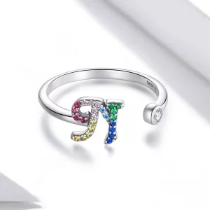 Otwarte pierścienie Typu Pandora Kolorowa litera-N - SCR723-N