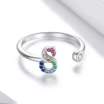 Otwarte pierścienie Typu Pandora Kolorowa litera-S - SCR723-S