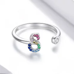 Otwarte pierścienie Typu Pandora Kolorowa litera-S - SCR723-S